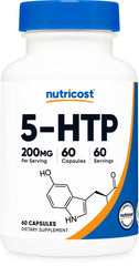 Nutricost 5-HTP 200mg bottle front displaying clear branding and premium supplement
