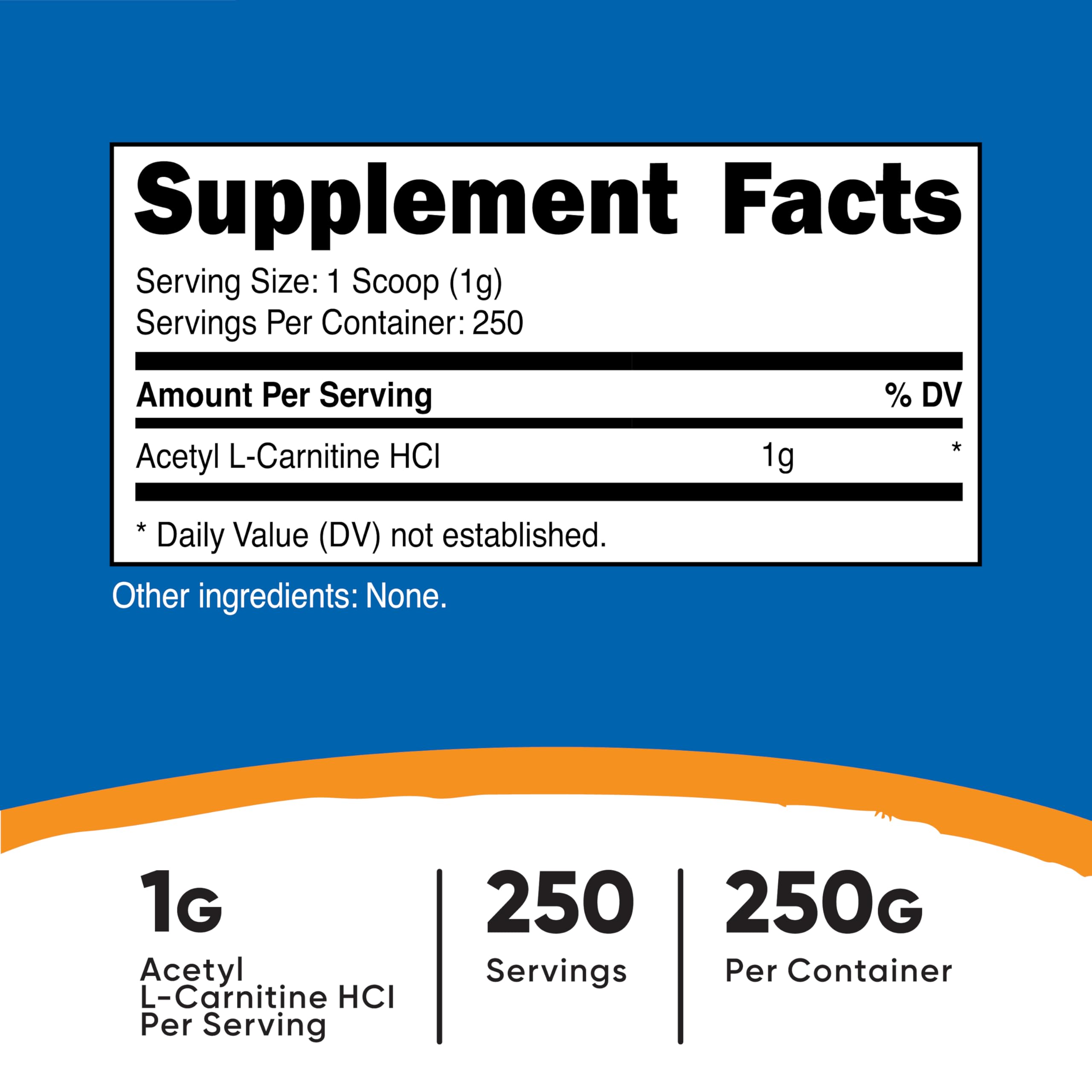 Nutricost Acetyl L-Carnitine scoop included for precise daily dosing.