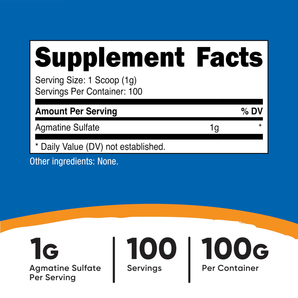 Nutricost Agmatine: cuchara incluida para porciones fáciles y precisas.