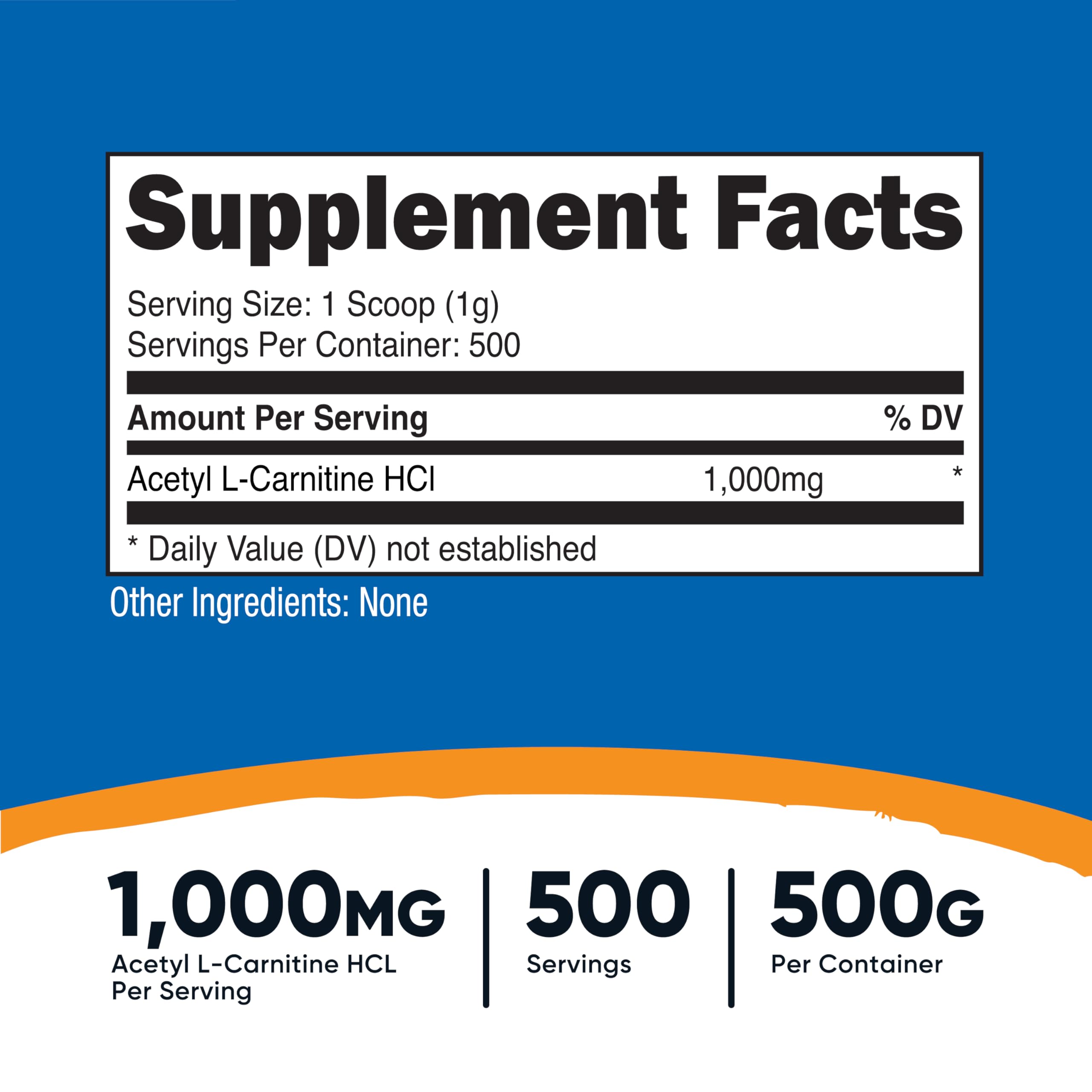 Scoop included with Nutricost ALCAR powder for precise 1000 mg servings.