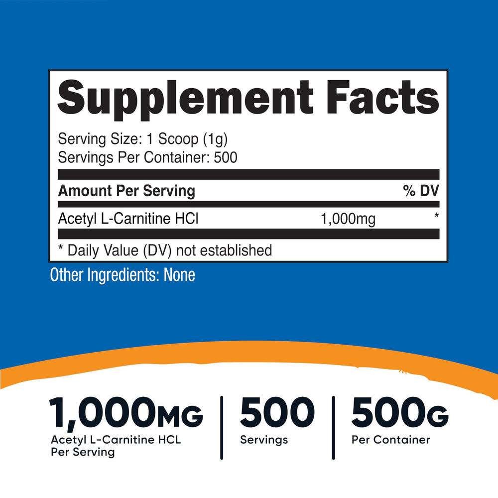 Scoop included with Nutricost ALCAR powder for precise 1000 mg servings.