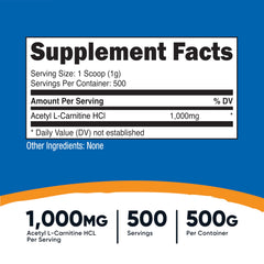Scoop included with Nutricost ALCAR powder for precise 1000 mg servings.