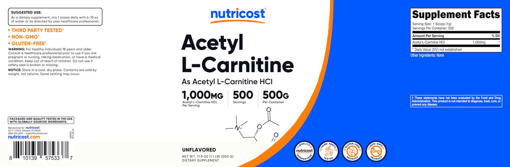 Measuring with the included scoop for 1000 mg Nutricost ALCAR servings.