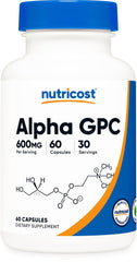 Nutricost Alpha GPC 600mg bottle for daily cognitive support