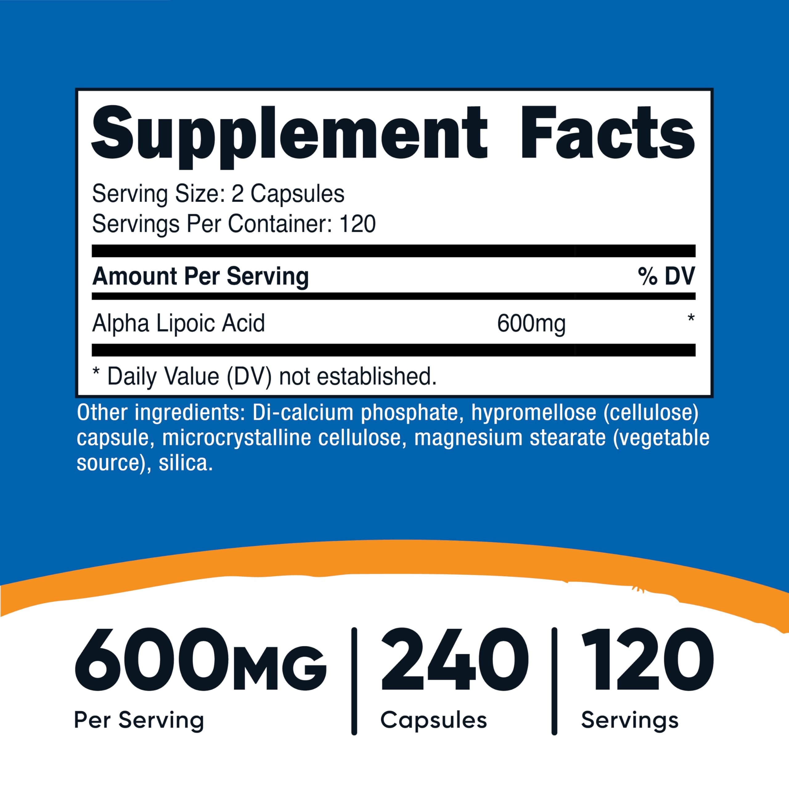 Nutricost Alpha Lipoic Acid 600mg capsules close-up for daily use