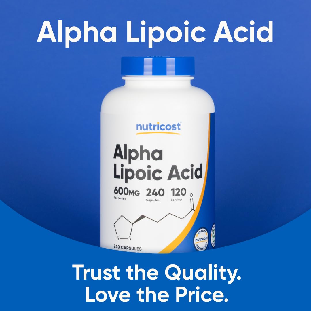 Nutricost Alpha Lipoic Acid 600mg ingredients gluten free and non GMO
