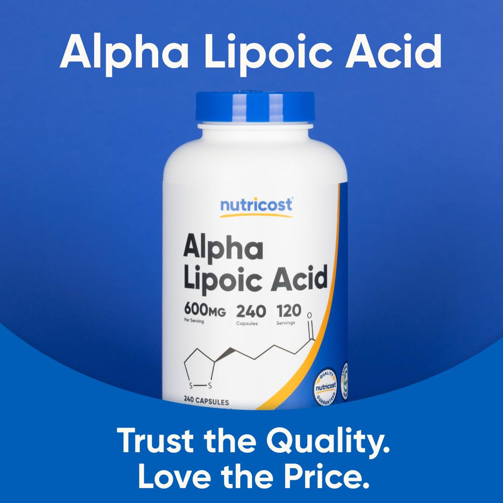 Nutricost Alpha Lipoic Acid 600mg ingredients gluten free and non GMO