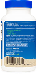 Nutricost Amla organic certification label emphasizes non-GMO, gluten-free quality.