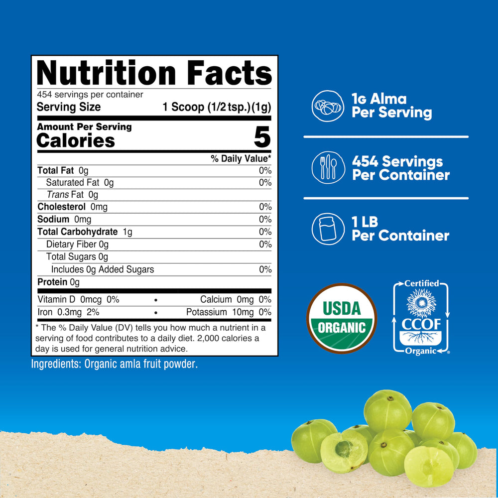 Nutricost Amla Powder scoop and bottle, easy to measure serving