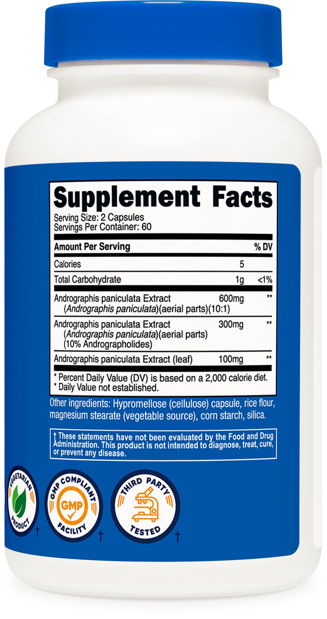 Nutricost label highlights non-GMO and gluten-free qualities