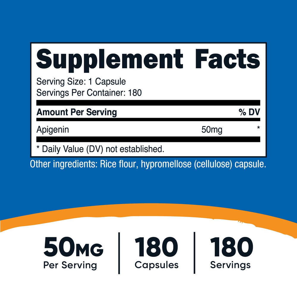 Nutricost Apigenin capsules arranged for easy daily supplementation.