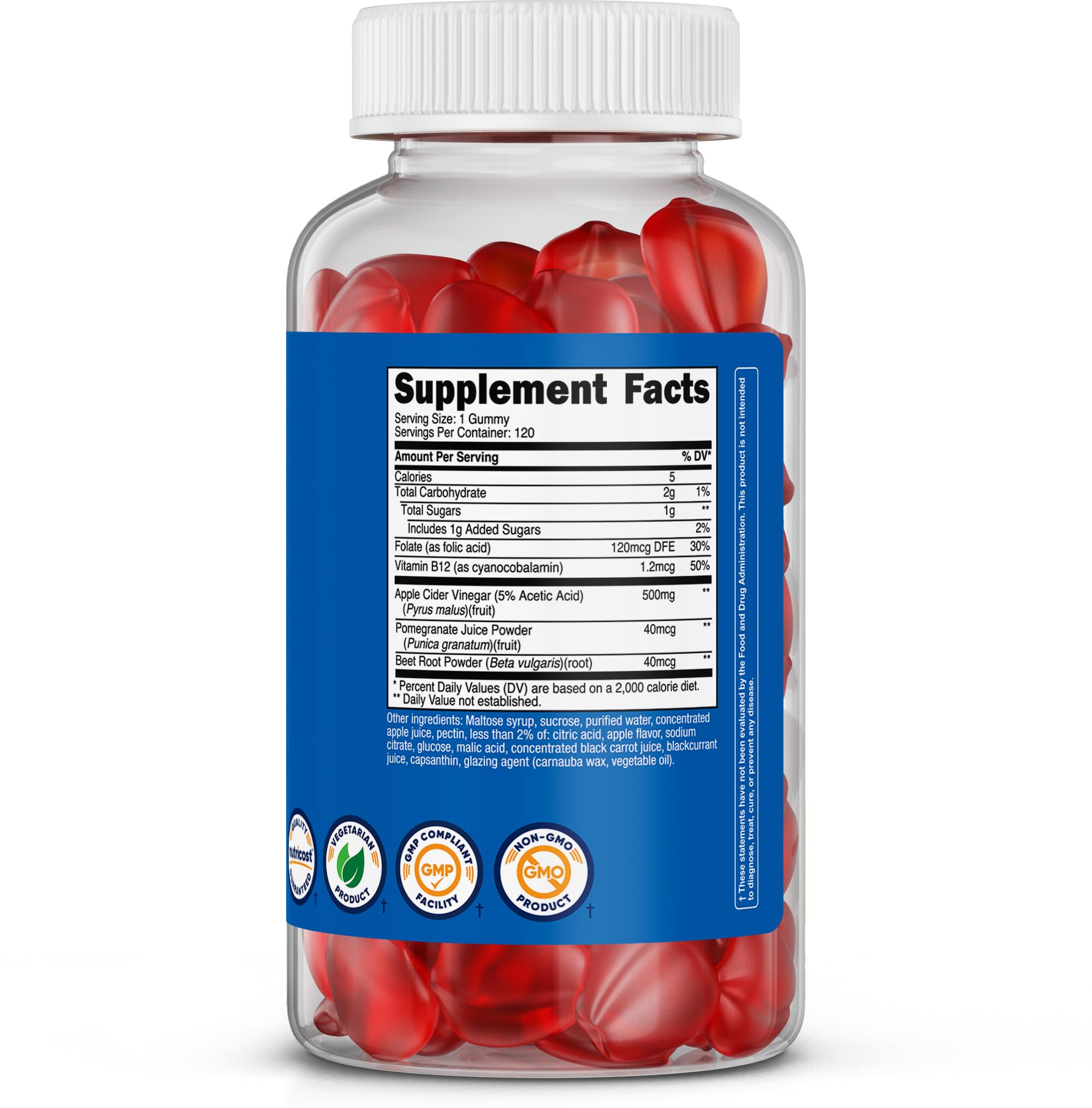 Gummies next to the ingredients panel for easy reference and transparency.