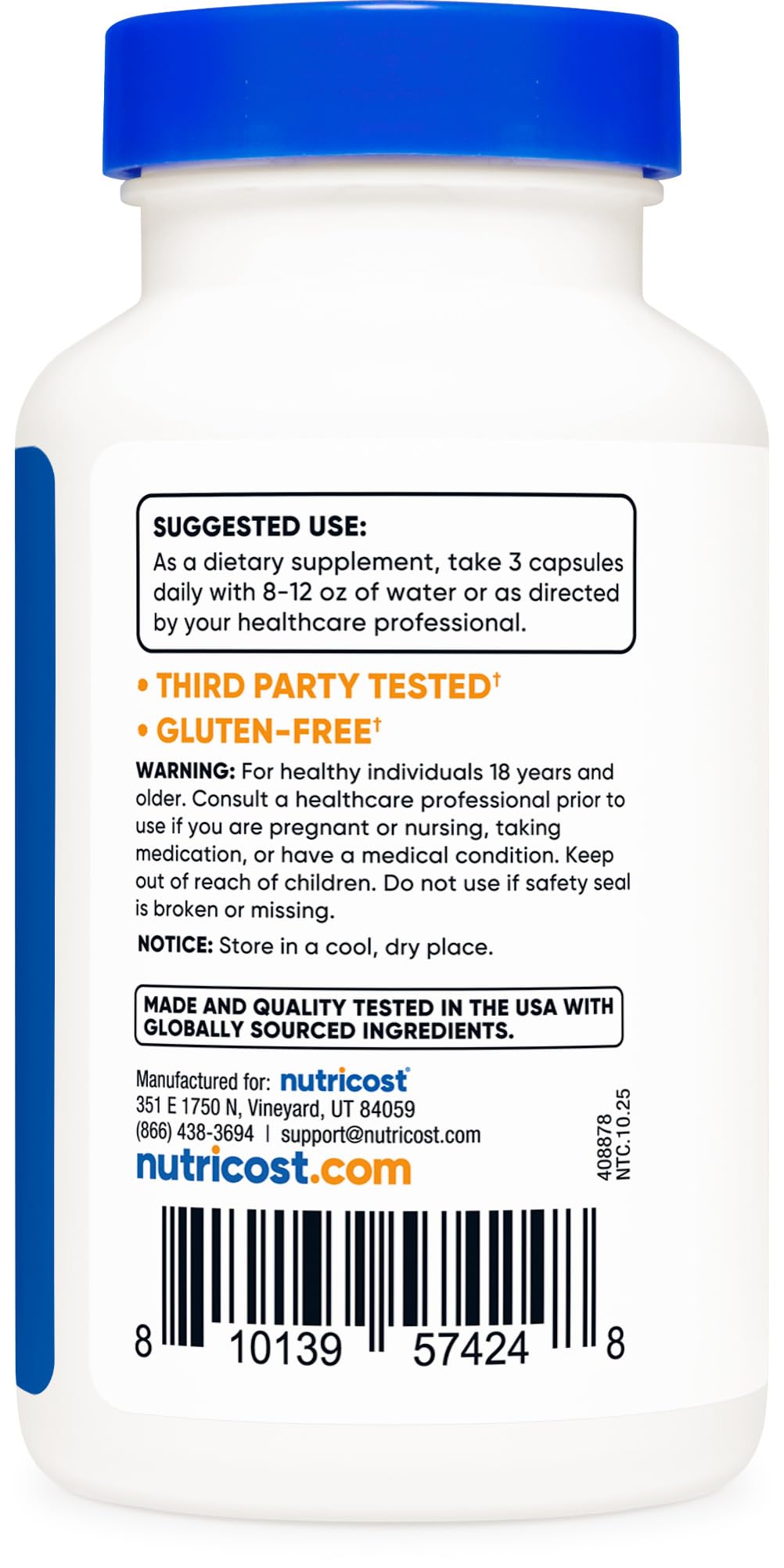Nutricost Apple Pectin Packaging Front conveys value for a 30-day supply.