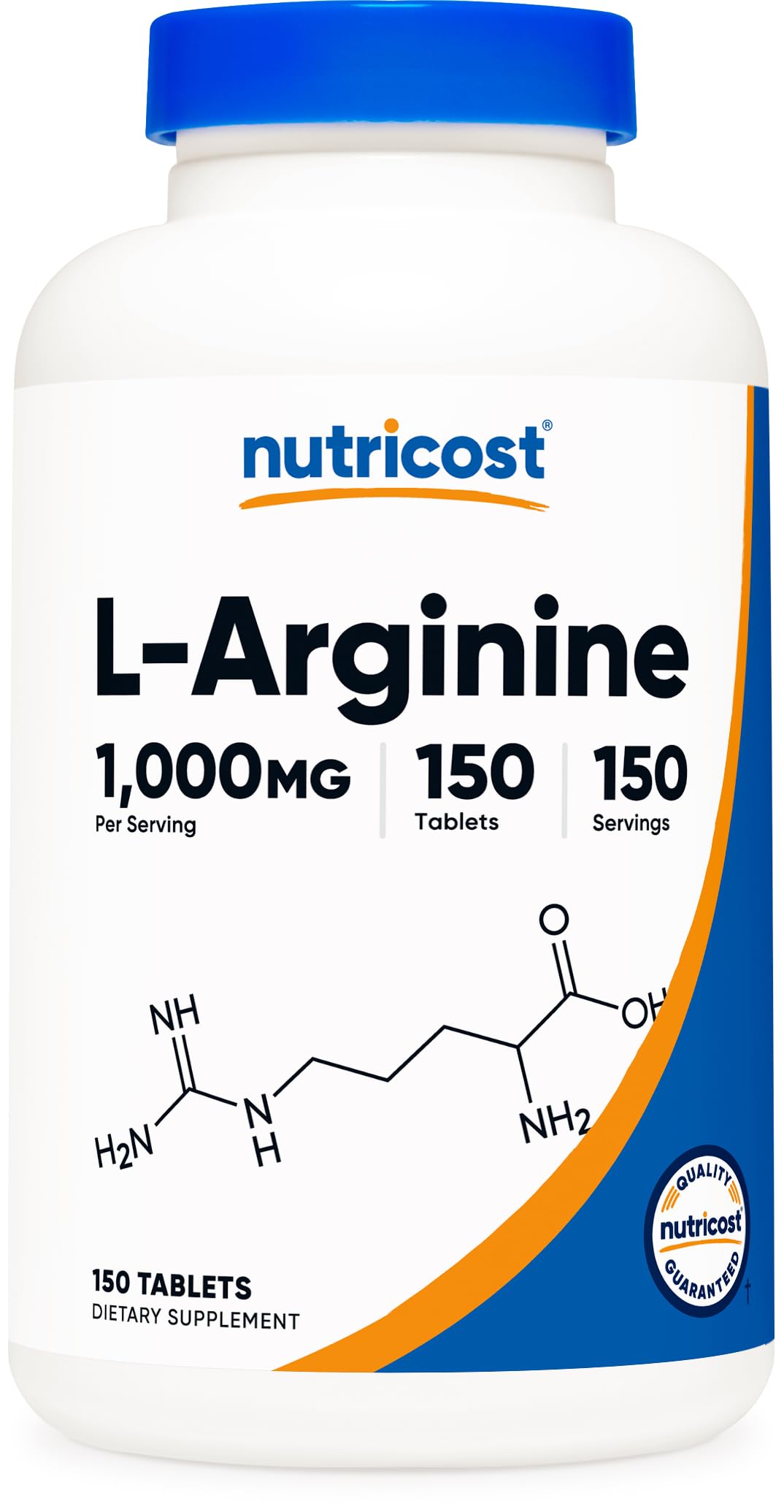 Nutricost L-Arginine 1000mg tablet closeup for daily supplementation