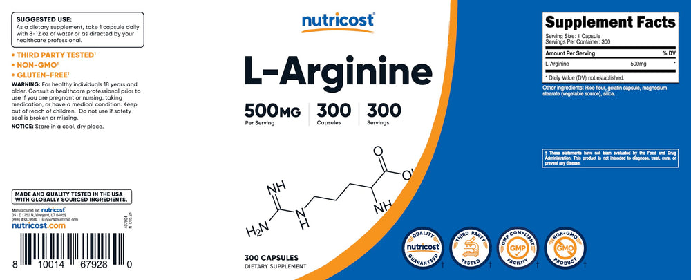Nutricost L-Arginine brand logo close-up signaling trusted quality