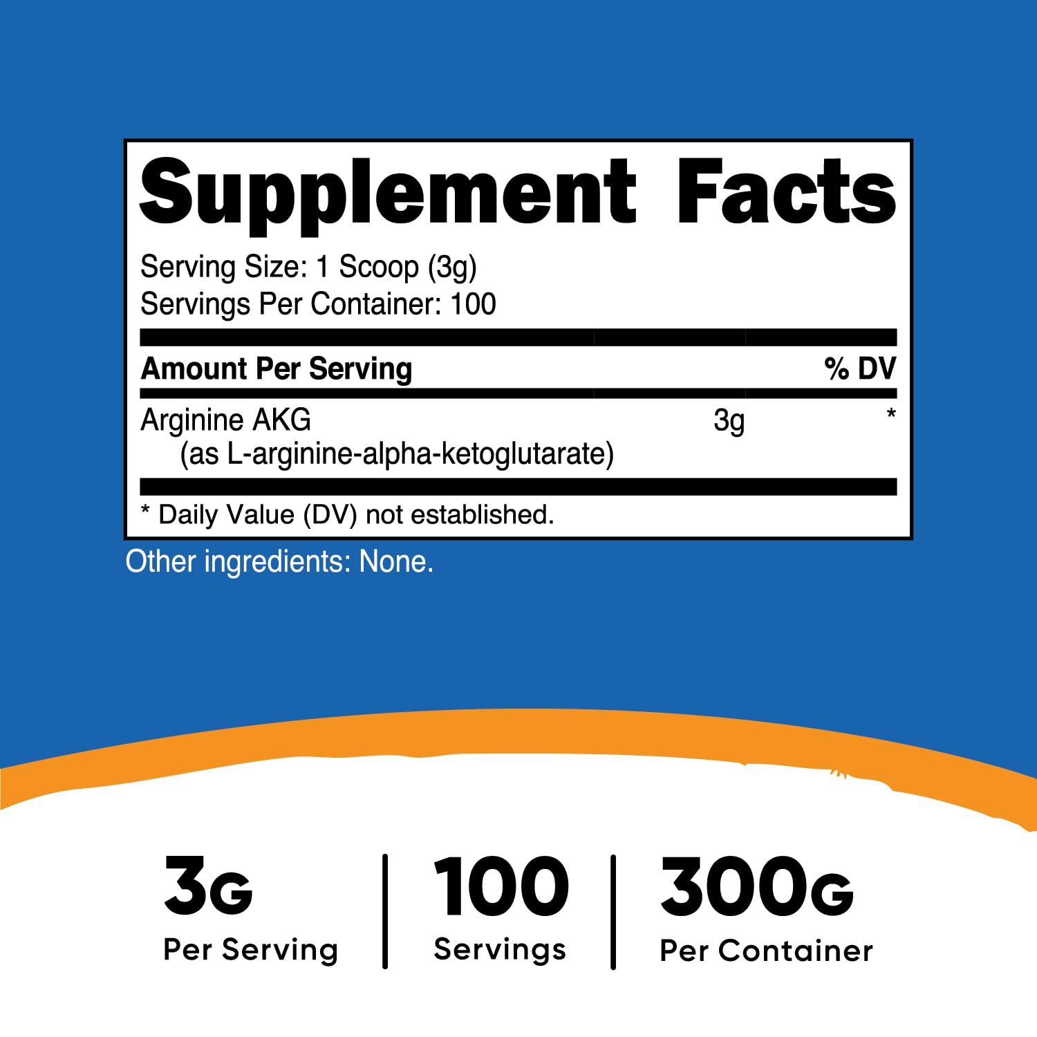 Nutricost Arginine AKG powder scoop beside container for easy measuring.