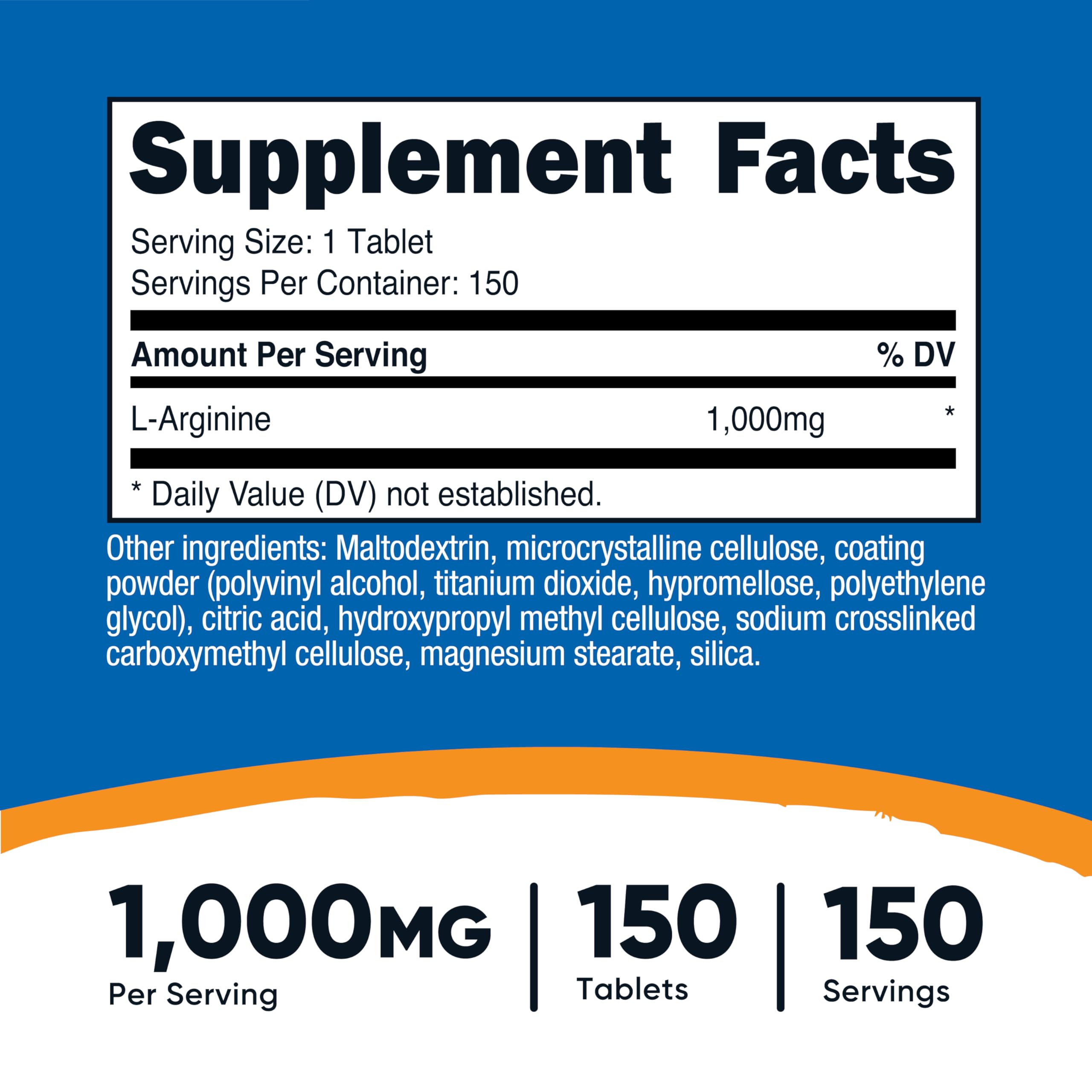 Nutricost L-Arginine bottle front label supports convenient daily use