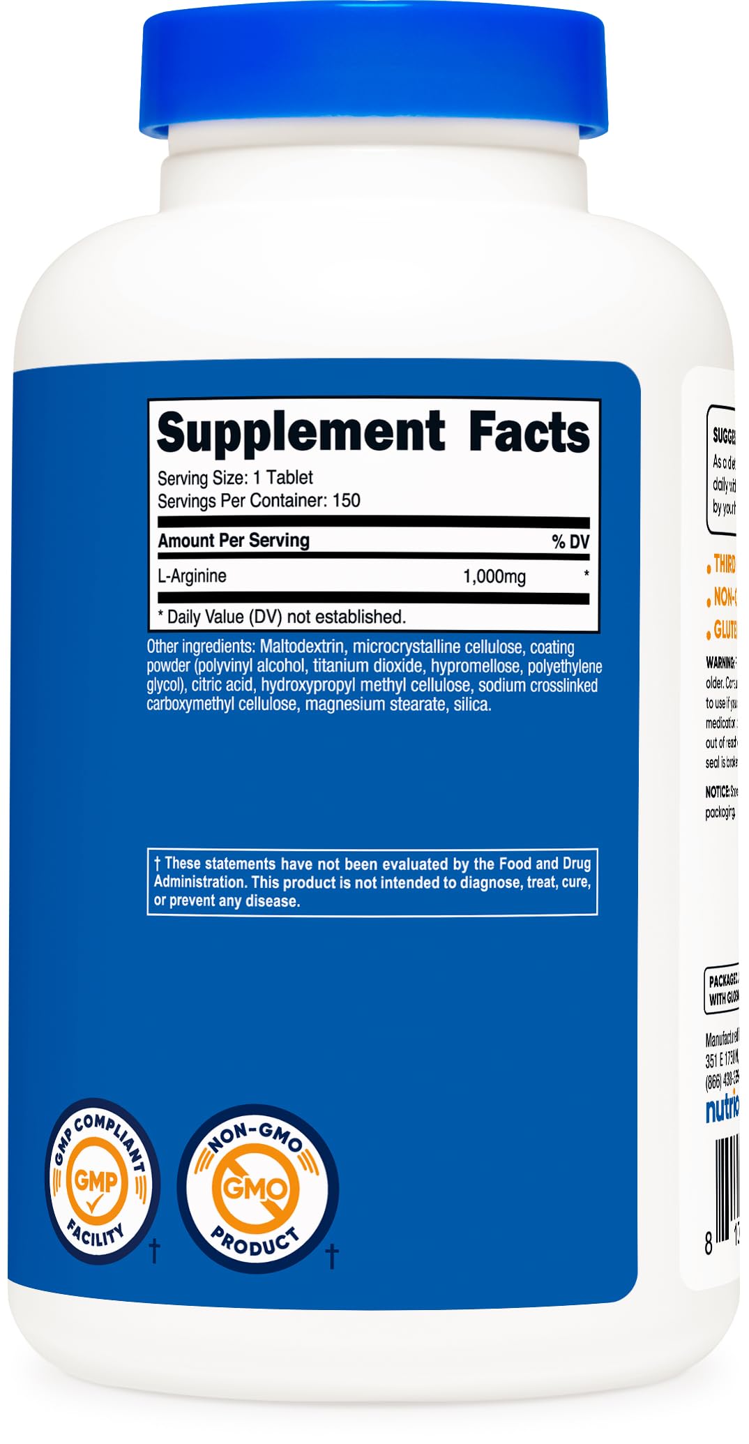 Nutricost L-Arginine NSF GMP facility seal signals quality manufacturing