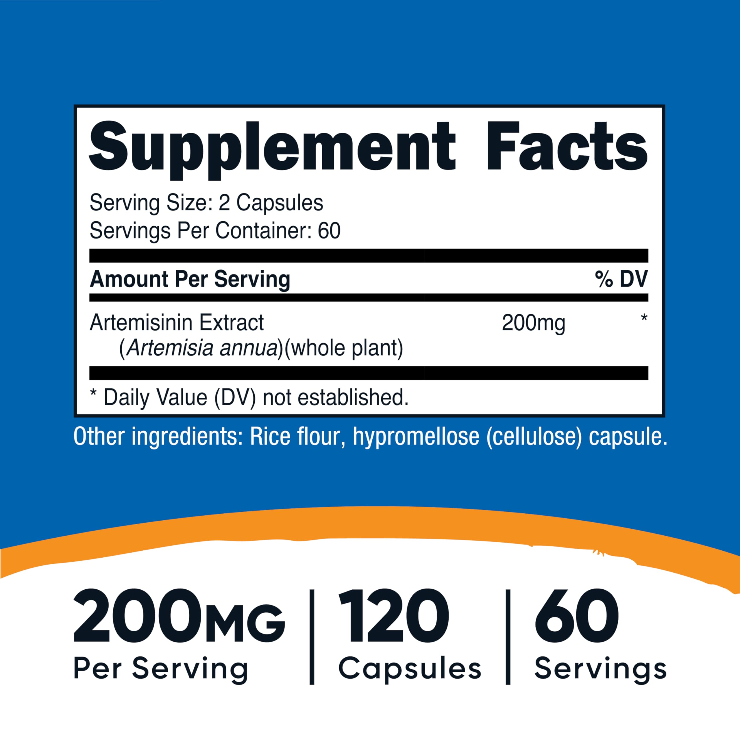Nutricost Artemisinin capsules close-up, vegetarian-friendly daily supplement