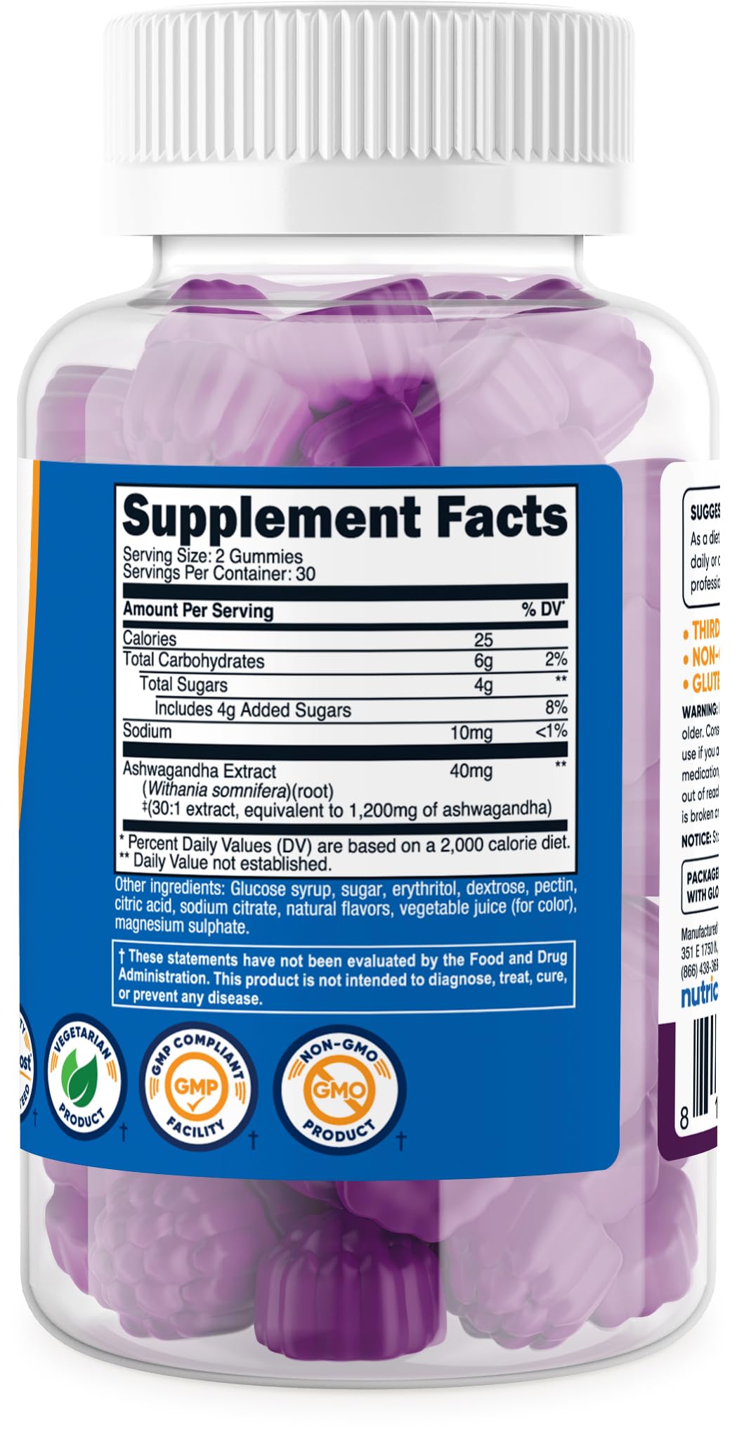 Nutricost Ashwagandha Gummies texture close-up, highlighting mixed berry flavor.
