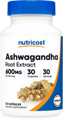 Nutricost Ashwagandha bottle, 600 mg extract, for daily wellness.