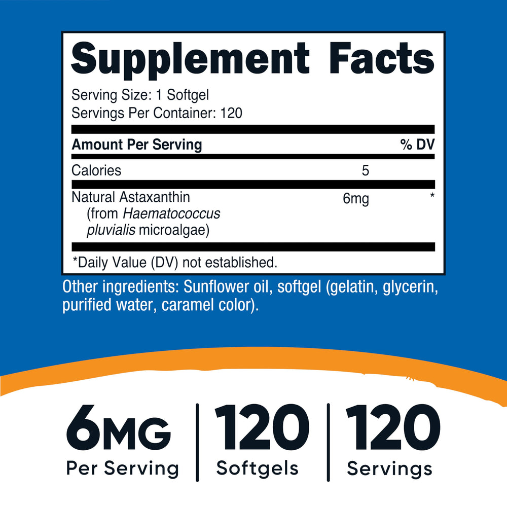Nutricost Astaxanthin softgels closeup for easy daily use.