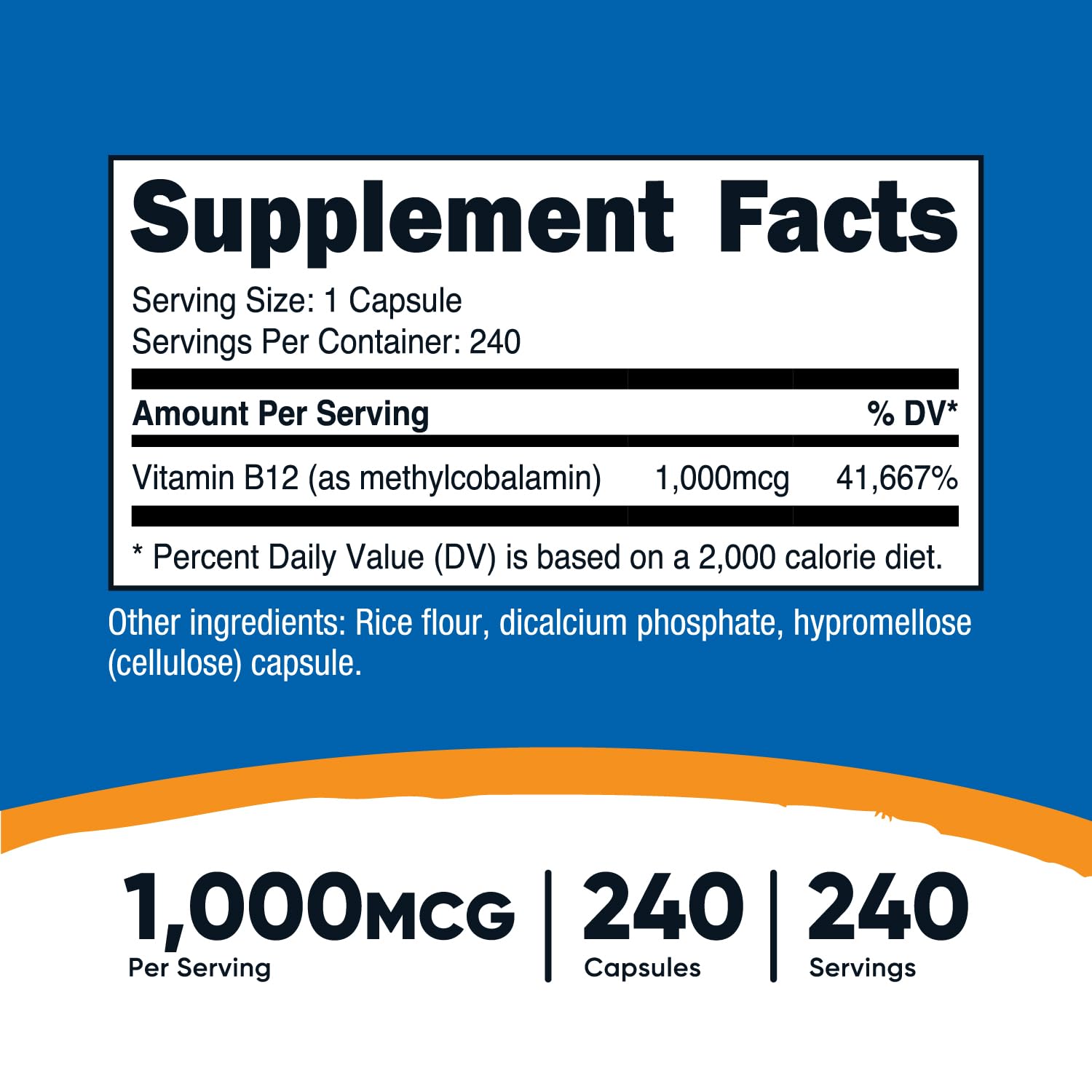 Nutricost B12 capsules in jar for vegetarian, non-GMO lifestyle.