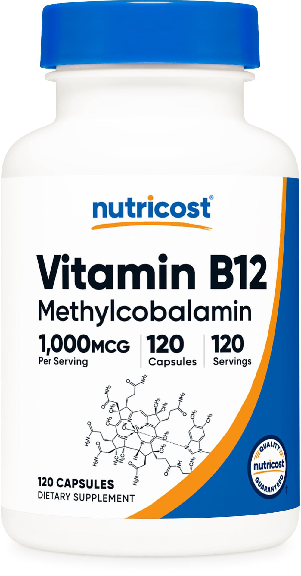 Nutricost Vitamin B12 bottle with 1000mcg potency for daily energy support