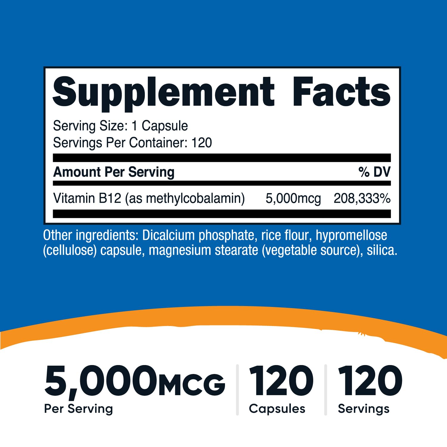 Nutricost B12 capsules close-up showing easy-to-swallow vegetarian pills.