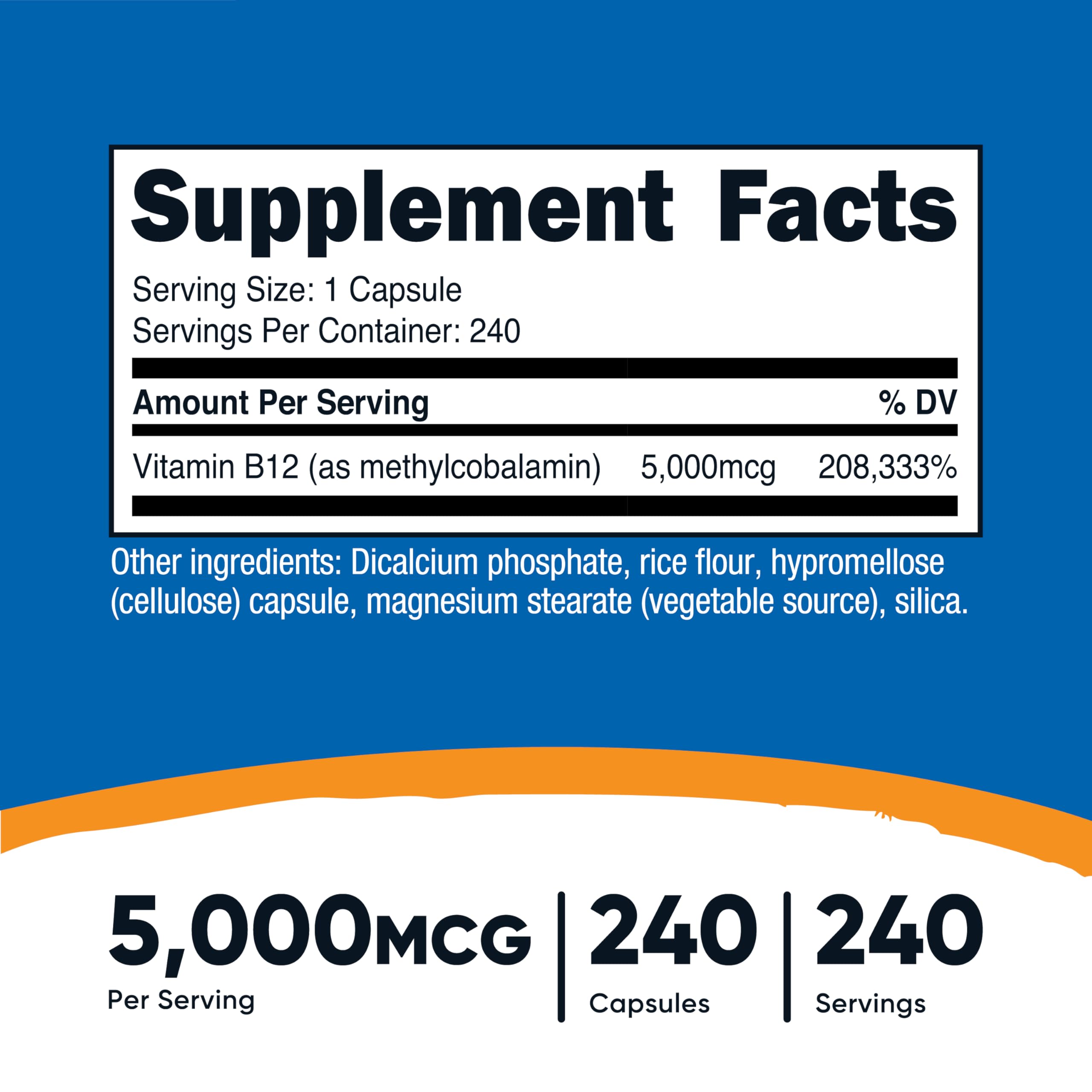 Nutricost B12 capsules close-up, vegetarian formula for vegan lifestyle support