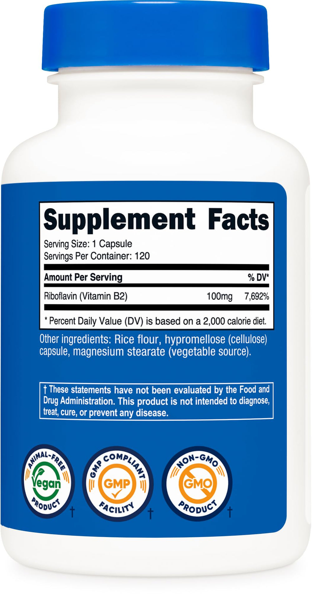 Person holding Nutricost B2 bottle for on-the-go use.