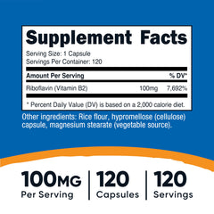 Close-up of Nutricost B2 capsules showing easy-to-swallow form.