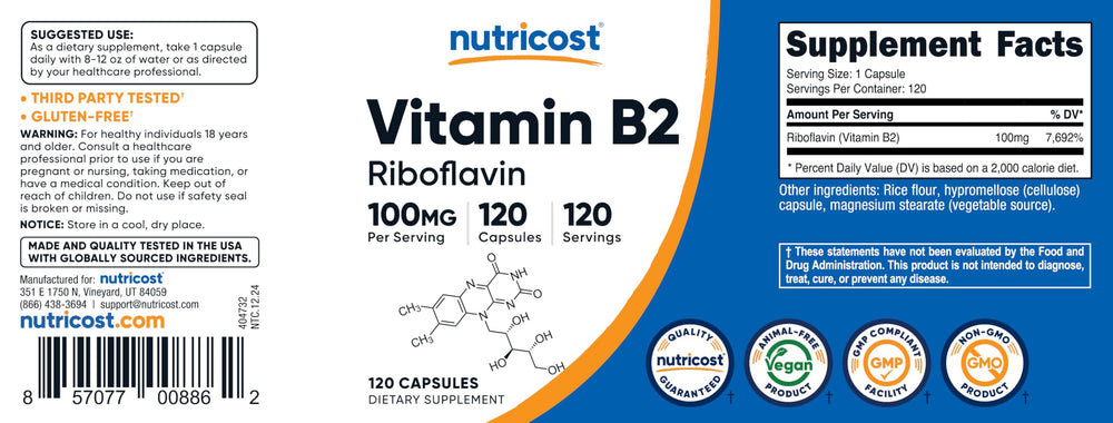 Open Nutricost B2 bottle ready for daily dose.