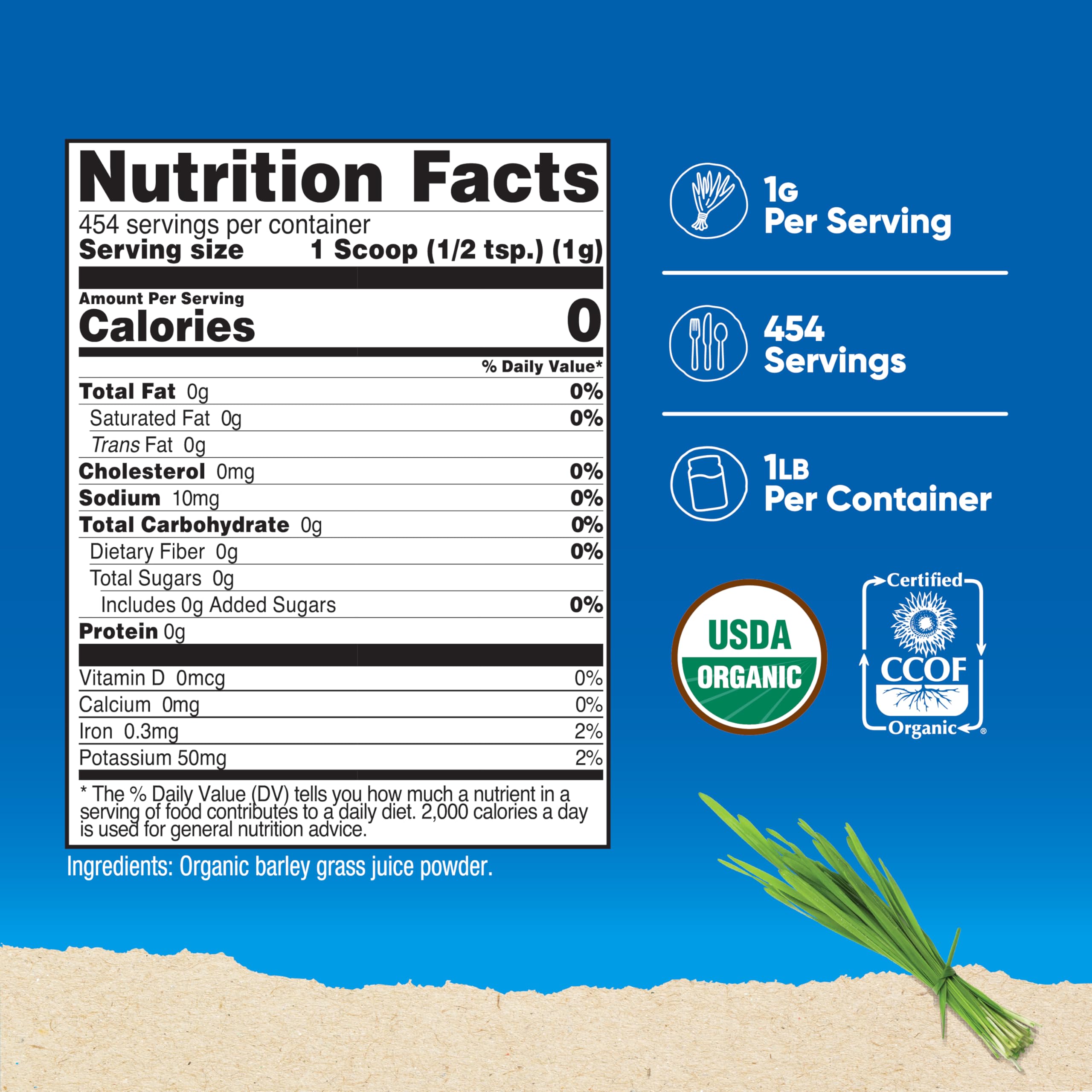 Nutricost barley grass juice powder spoon for easy portioning in shakes.