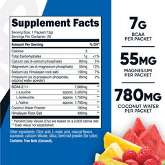 Nutricost BCAA+ Hydration powder dissolving in water with refreshing fruit punch flavor.