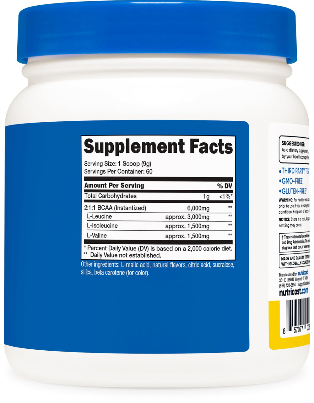 Nutricost BCAA pineapple powder in a shaker for gym sessions