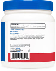 Nutricost BCAA Powder 3rd-party tested label confirms quality and safety.