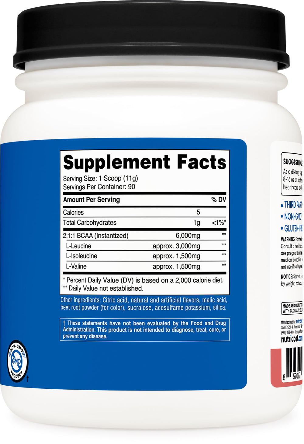 Nutricost Raspberry Lemonade flavor color swatch showing taste profile and 2:1:1 ratio