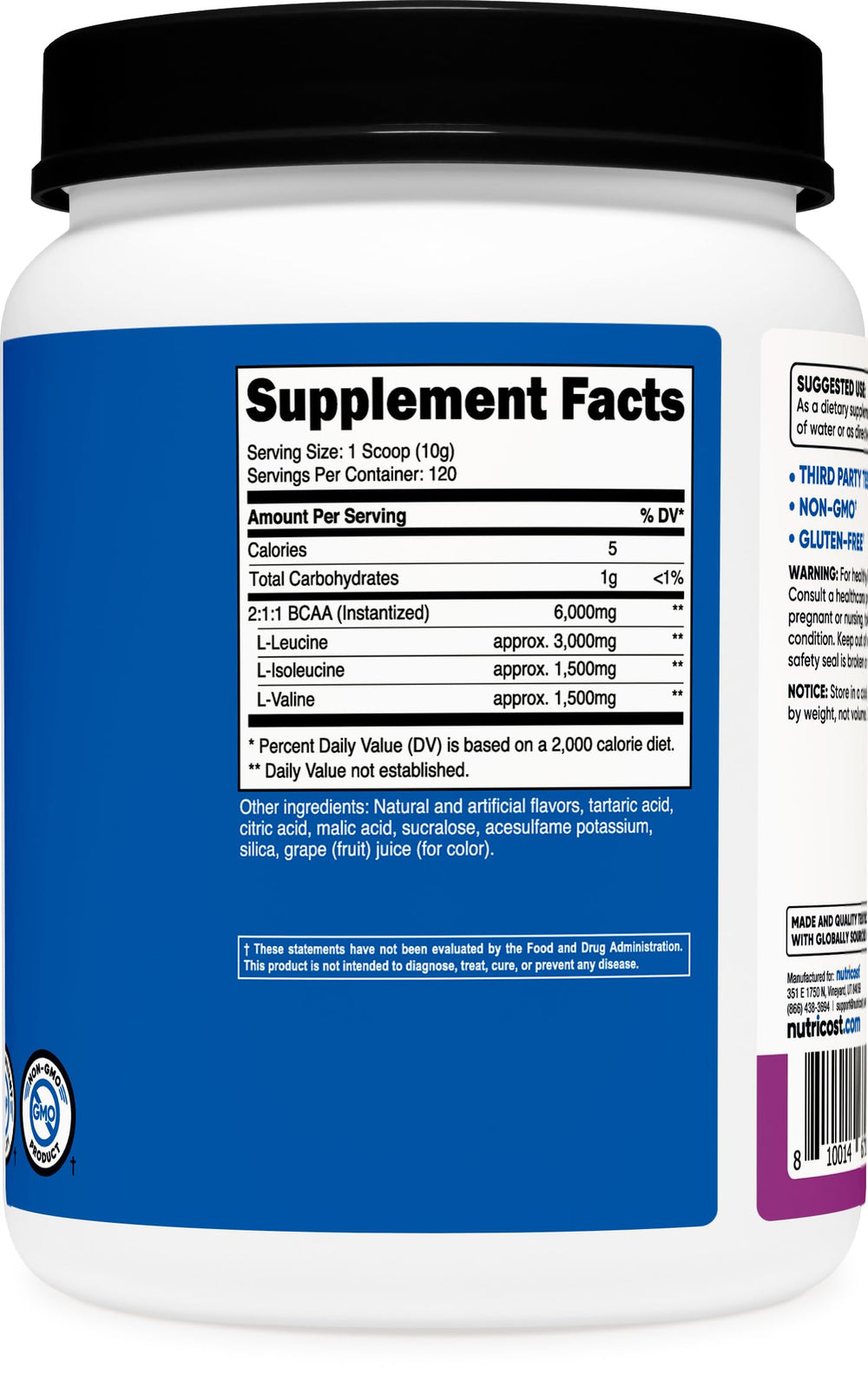 Nutricost BCAA Powder Grape dissolves easily for post-workout recovery.