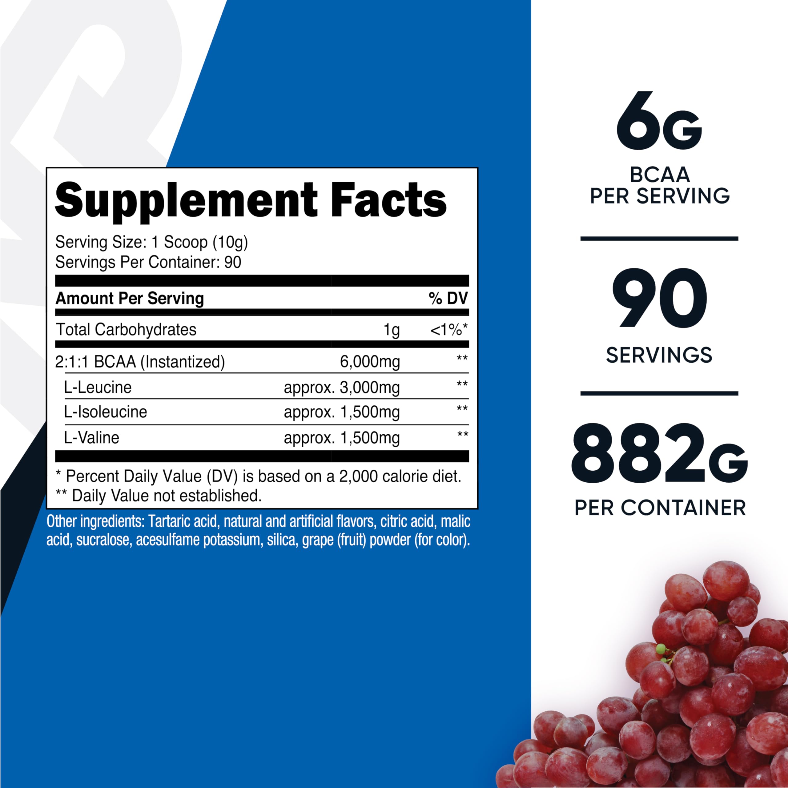 Nutricost BCAA Powder grape flavor mixed in water after workouts.