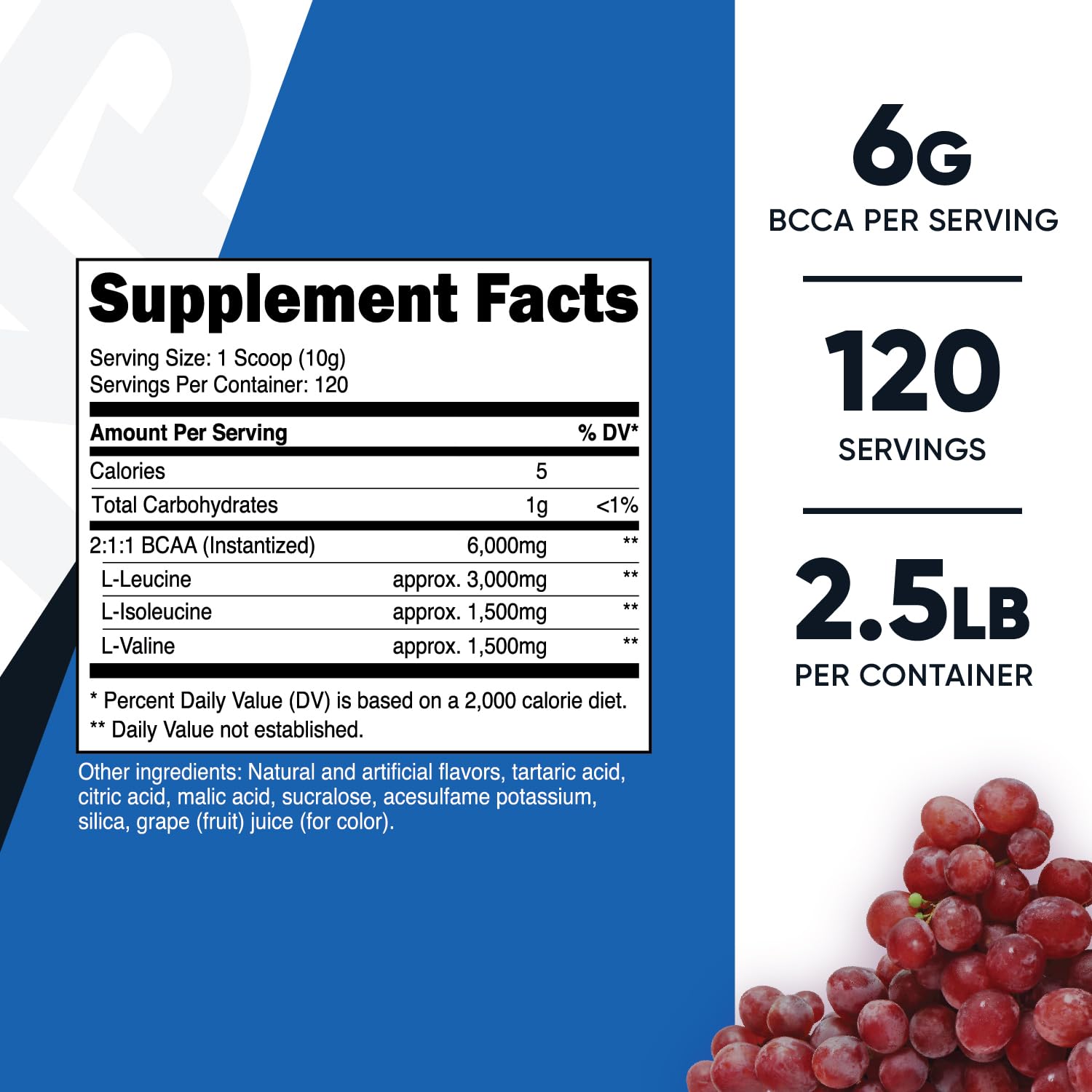 Nutricost BCAA Powder Grape scoop showing measured serving convenience.