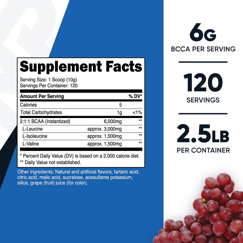 Nutricost BCAA Powder Grape scoop showing measured serving convenience.