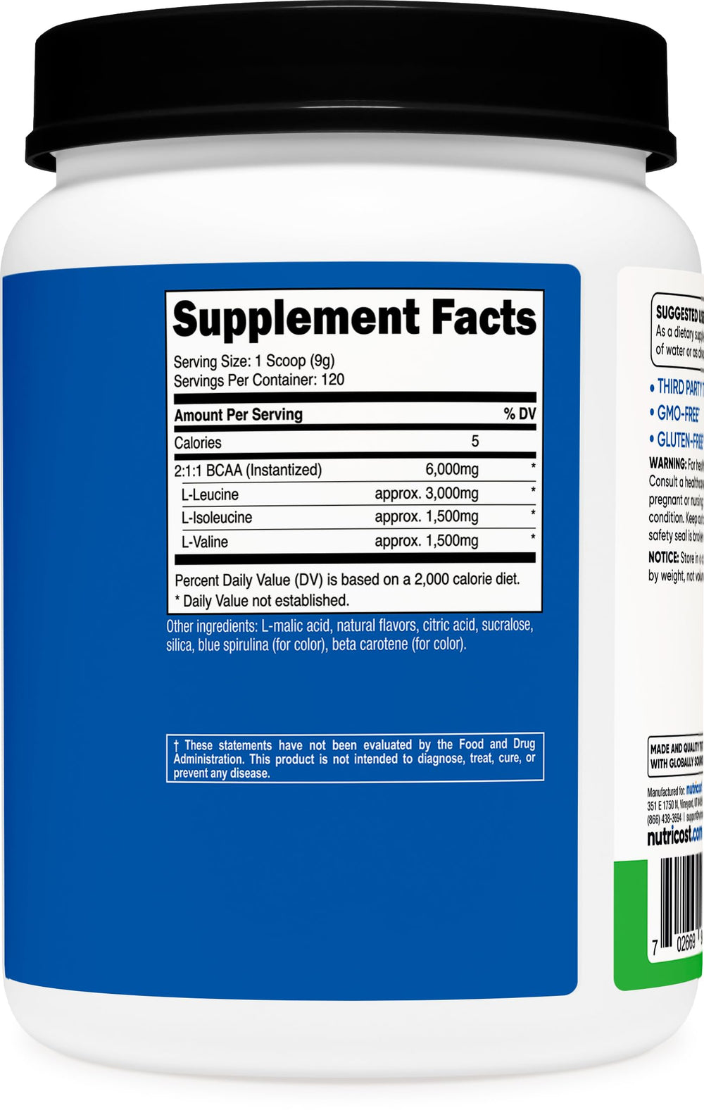 Nutricost BCAA Green Apple in shaker bottle for quick mixing.