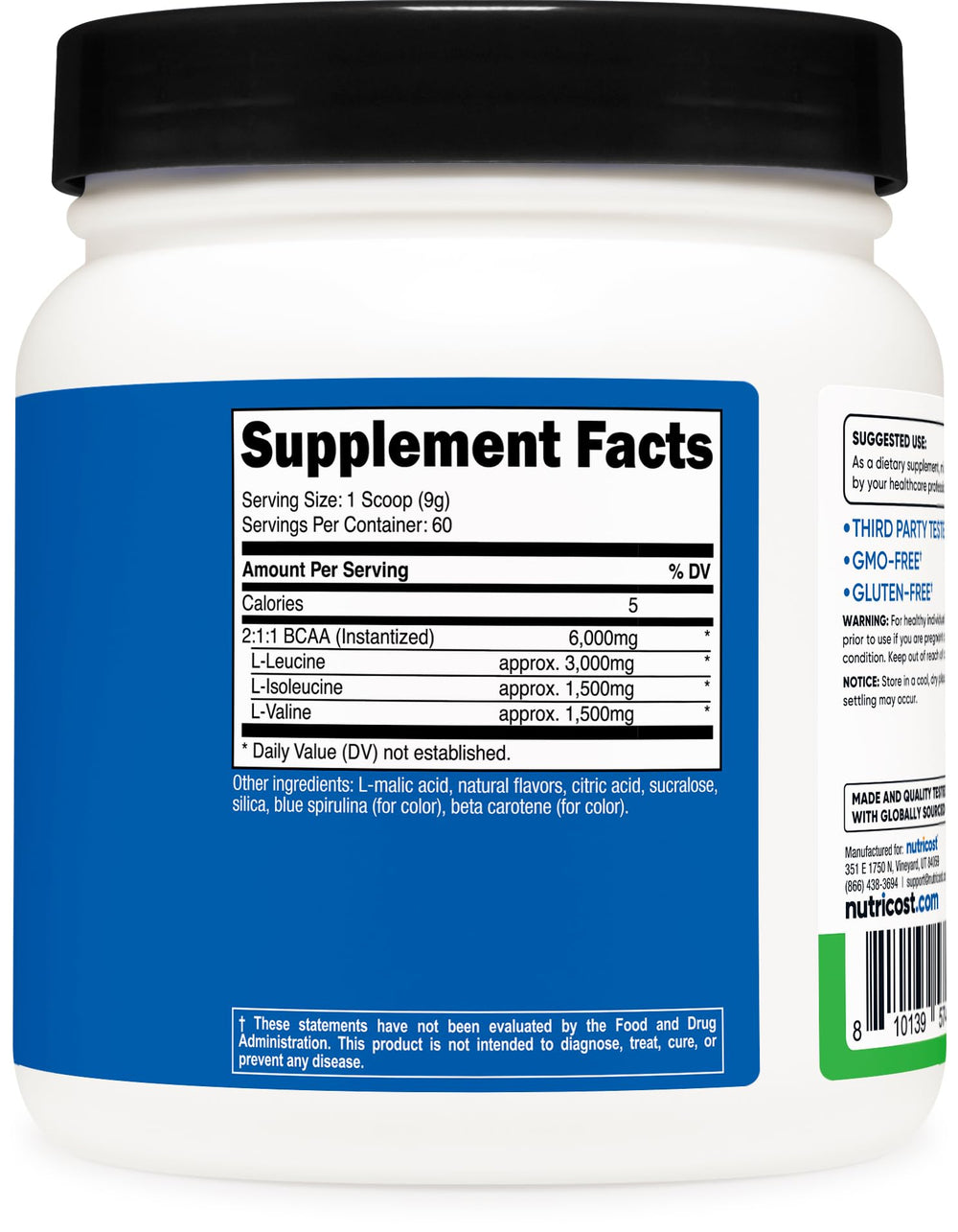 Nutricost BCAA Powder bottle on display suggesting daily training support.