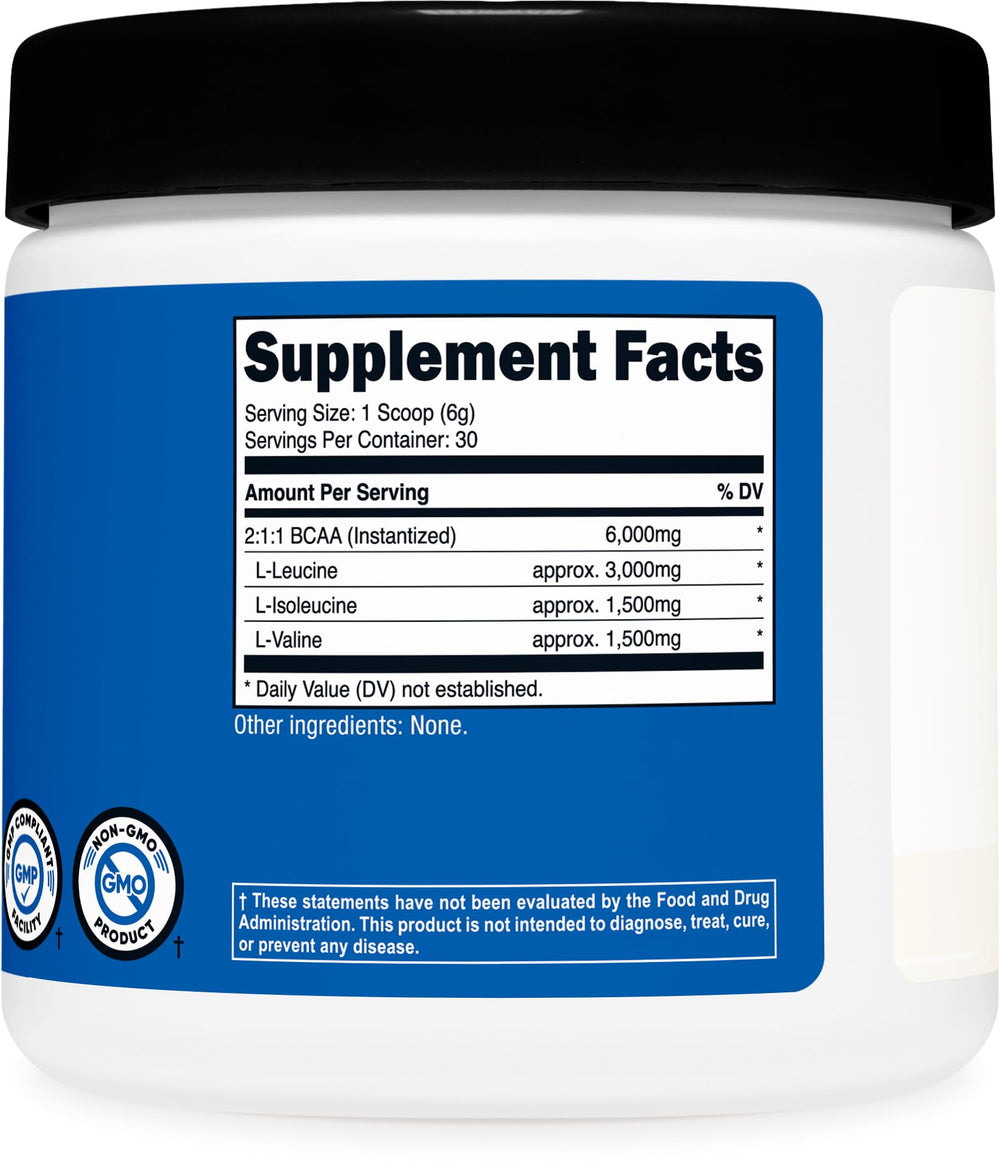 Nutricost BCAA Powder mixed in glass, unflavored for versatile drinks.