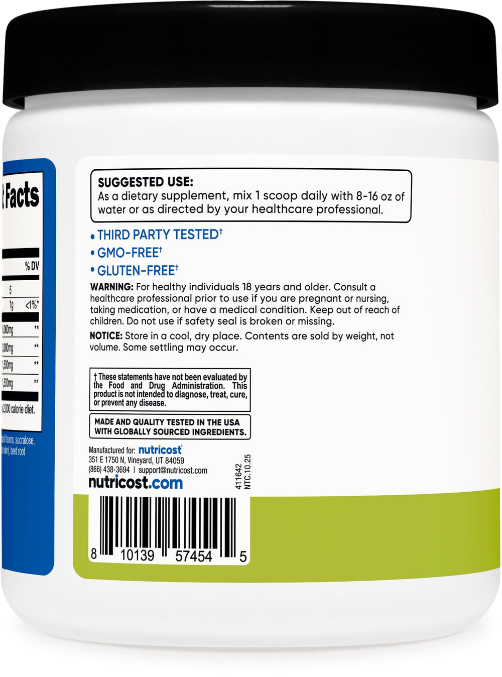 Nutricost BCAA Peach Pear glass with ice suggests refreshing workout drink