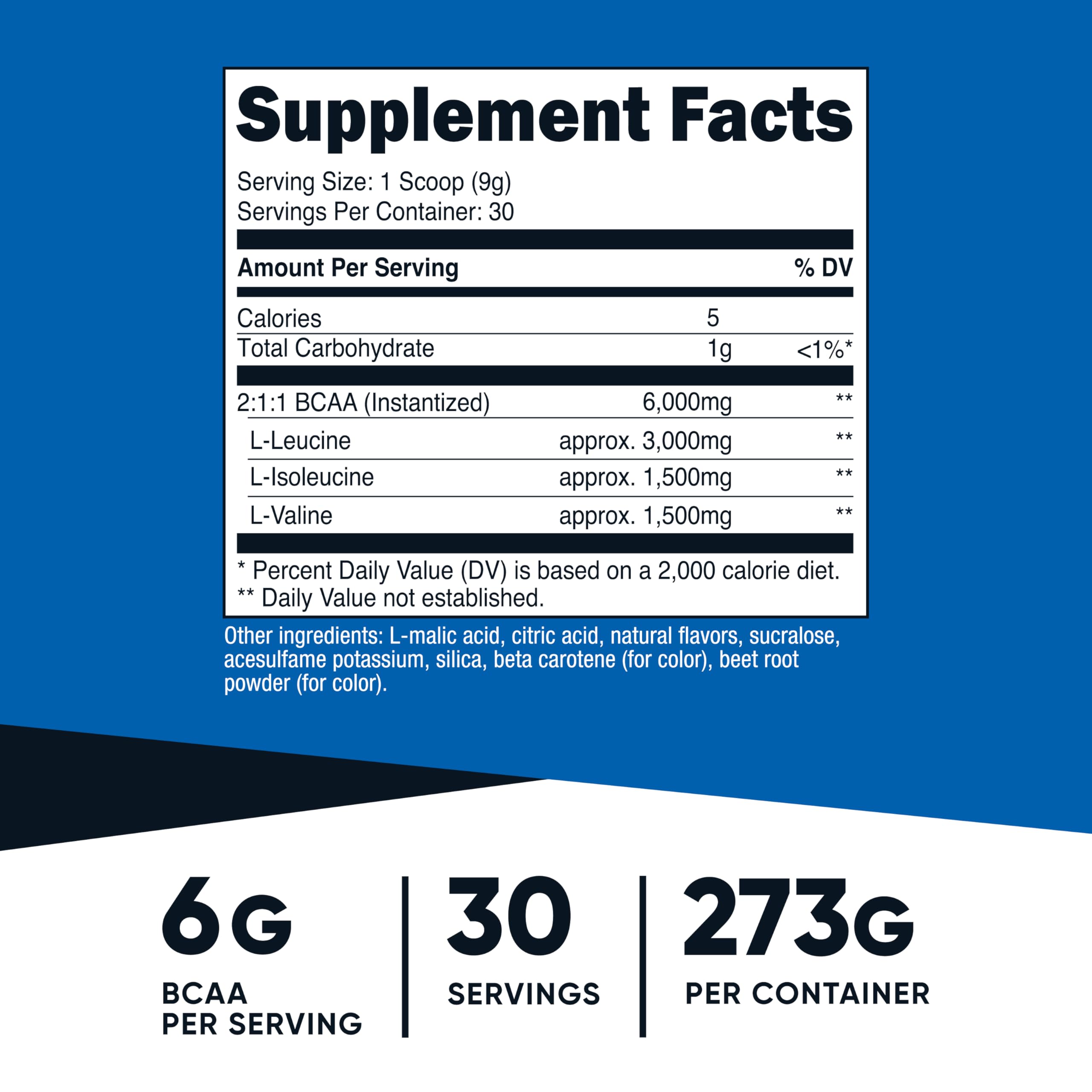 Nutricost BCAA Powder Peach Pear scoop highlights convenient 30-serving portion for on-the-go mixing