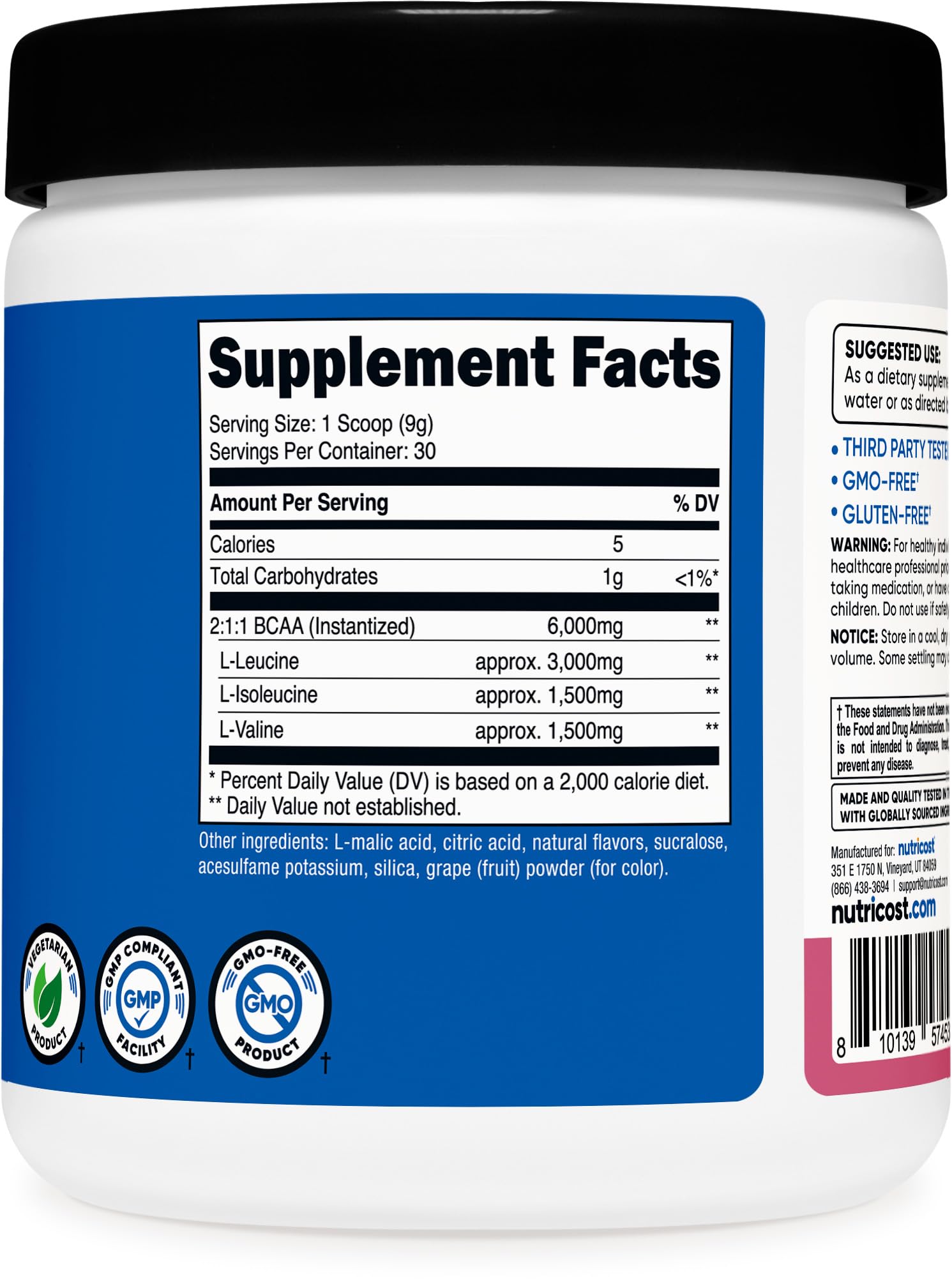 Nutricost BCAA Powder serving ready for shake after training.