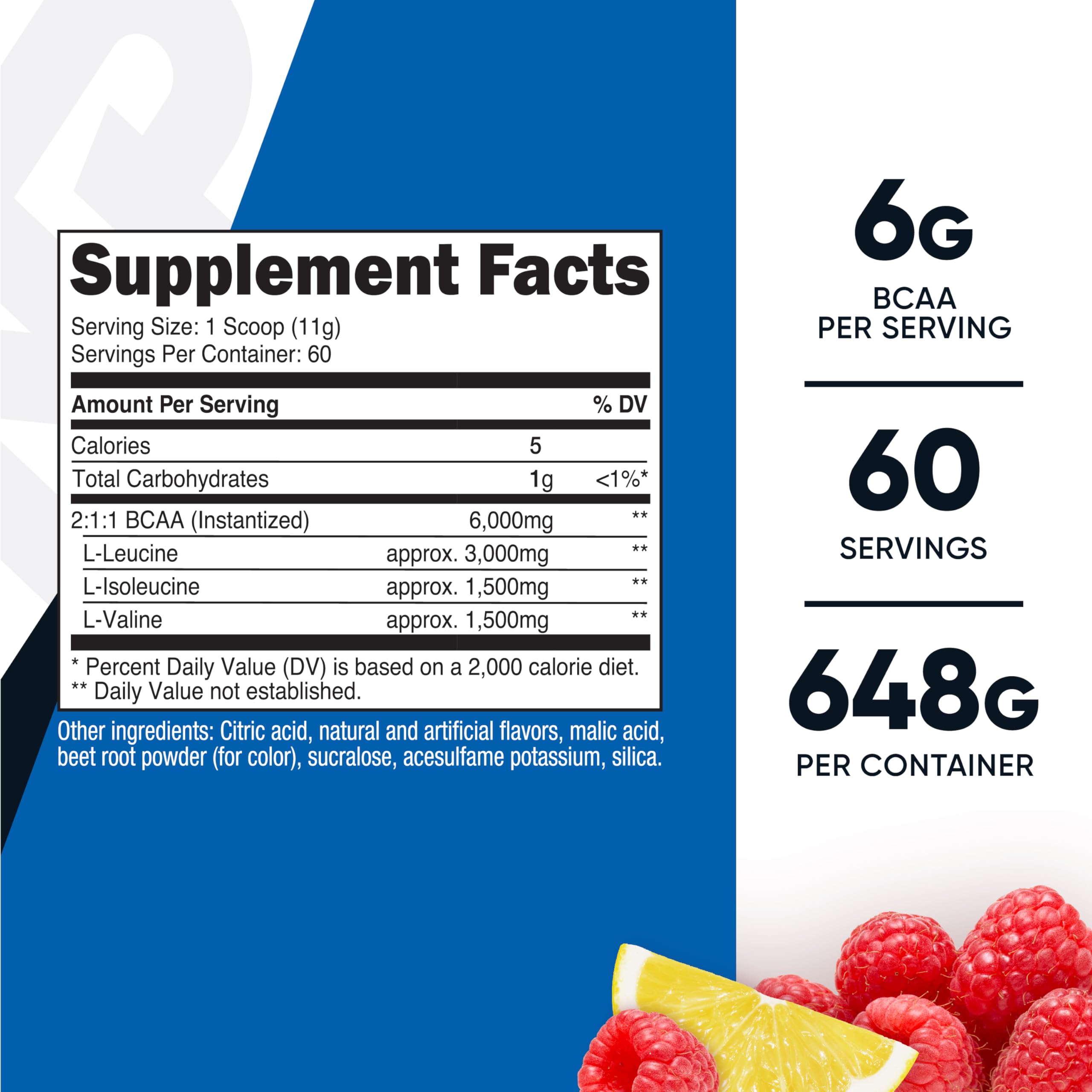 Nutricost BCAA Raspberry Lemonade bottle label closeup highlighting branding and quality.