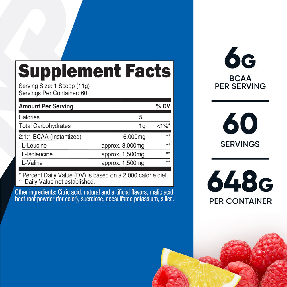 Nutricost BCAA Raspberry Lemonade bottle label closeup highlighting branding and quality.